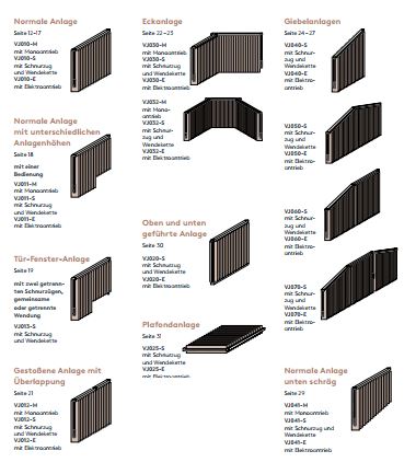 Sonnenschutz LEHA - Vertikaljalousien Vertikaljalousien Bauformen